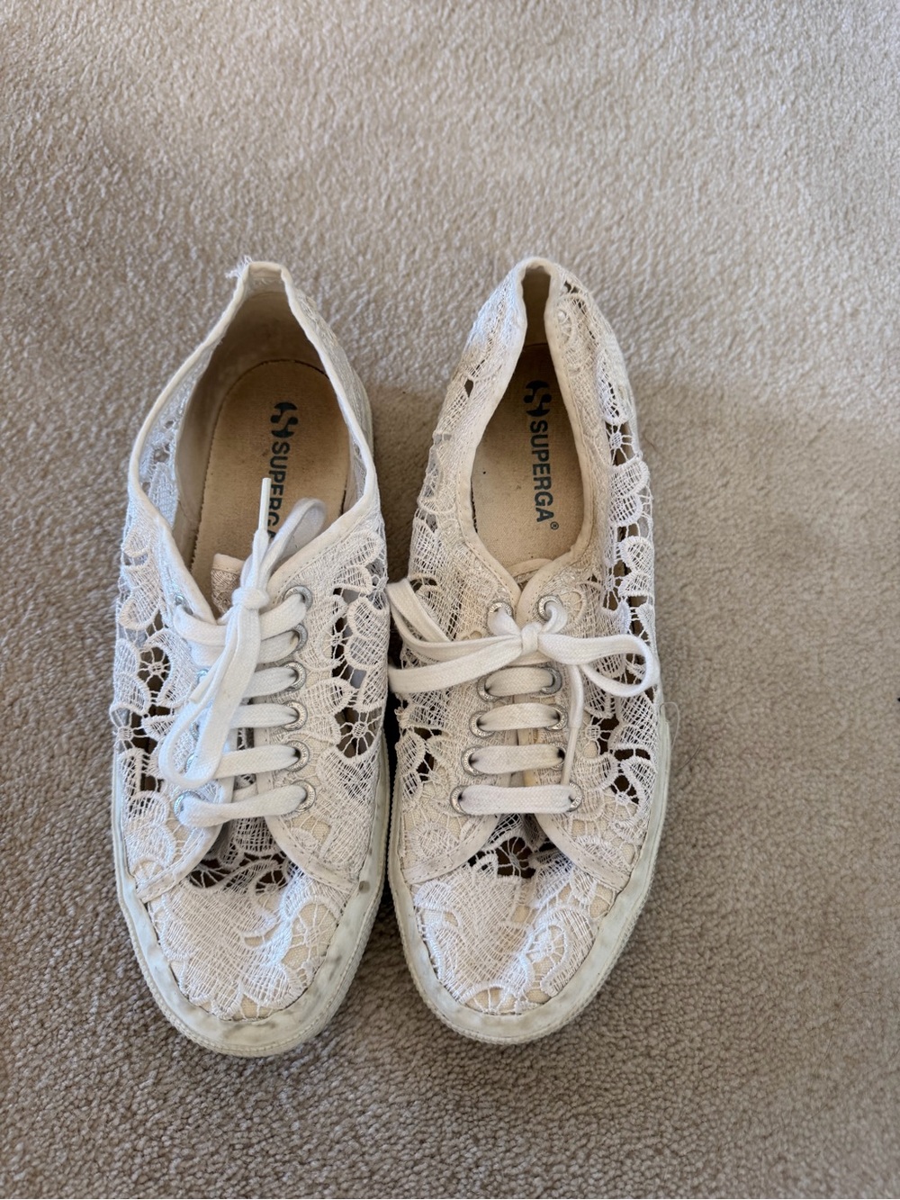 Superga Women's White Crochet Lace Sneakers